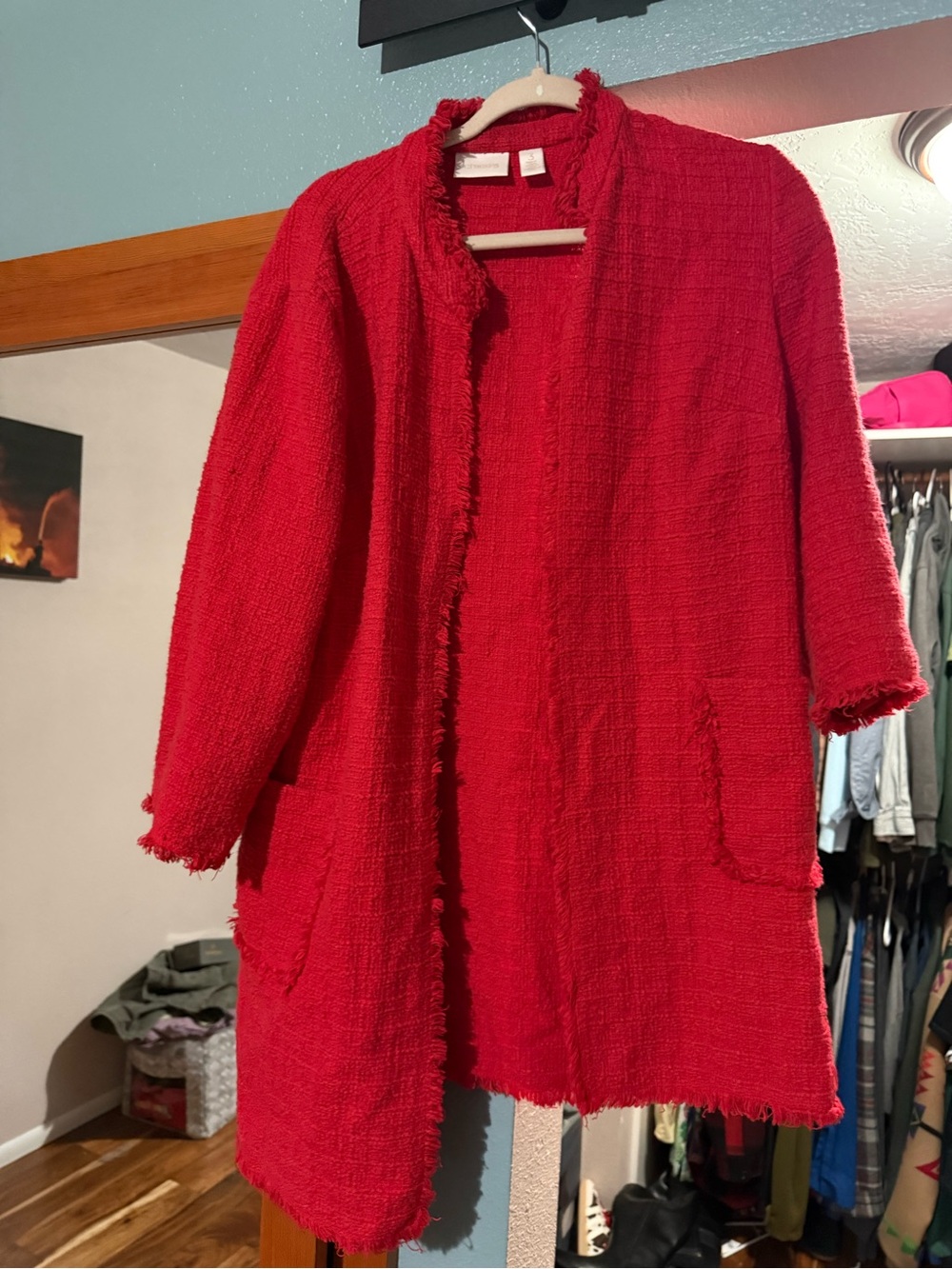 Chico Red Bouclé Open Front Coatigan - Women Intimates & Sleepwear
